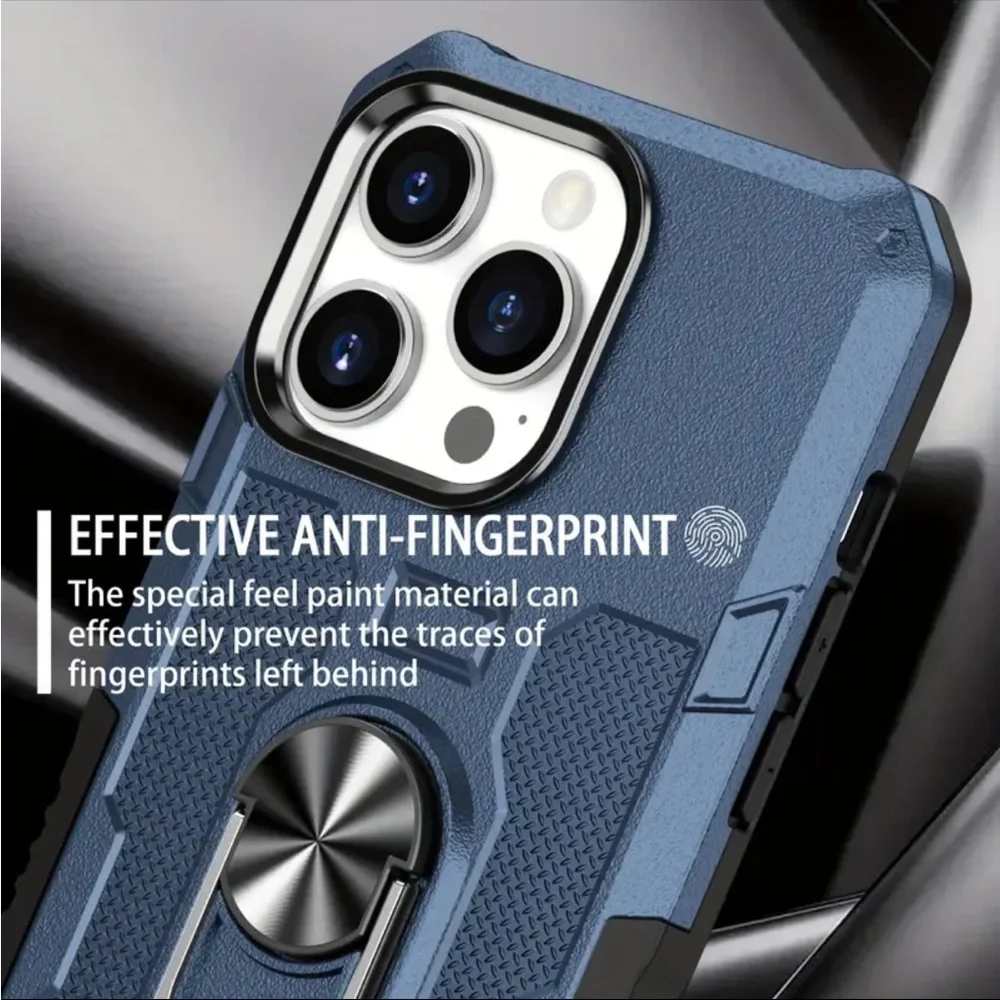 iPhone 15 Pro Phone Case Magnetic 360* Rotating Ringstand Unisex Blue
